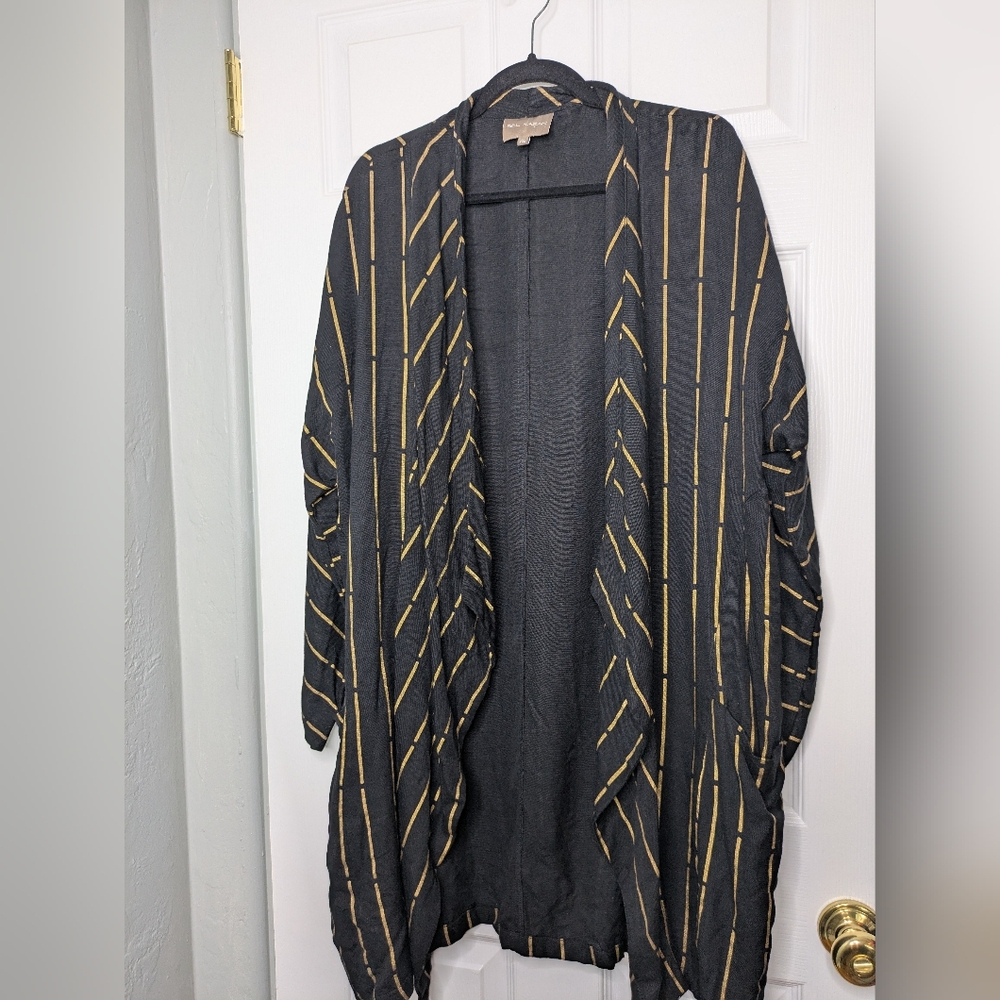 Striped Black and Gold Women's Cardigan